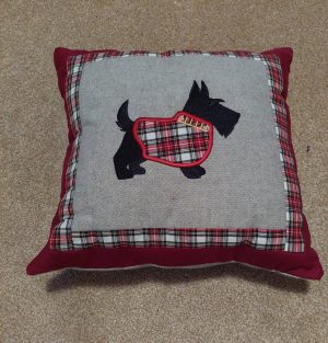 Handmade Scottie Dog cushion cover