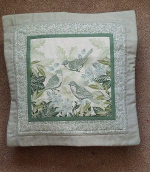 Quilted Cushion cover featuring Garden Birds