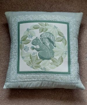 Handmade Cushion Cover feuturing a Squirrel